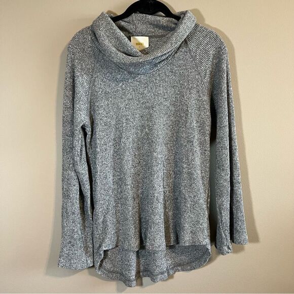 ✨ Anthropologie Maeve Gray Ribbed Cowl Neck Sweater Small - Picture 2 of 9